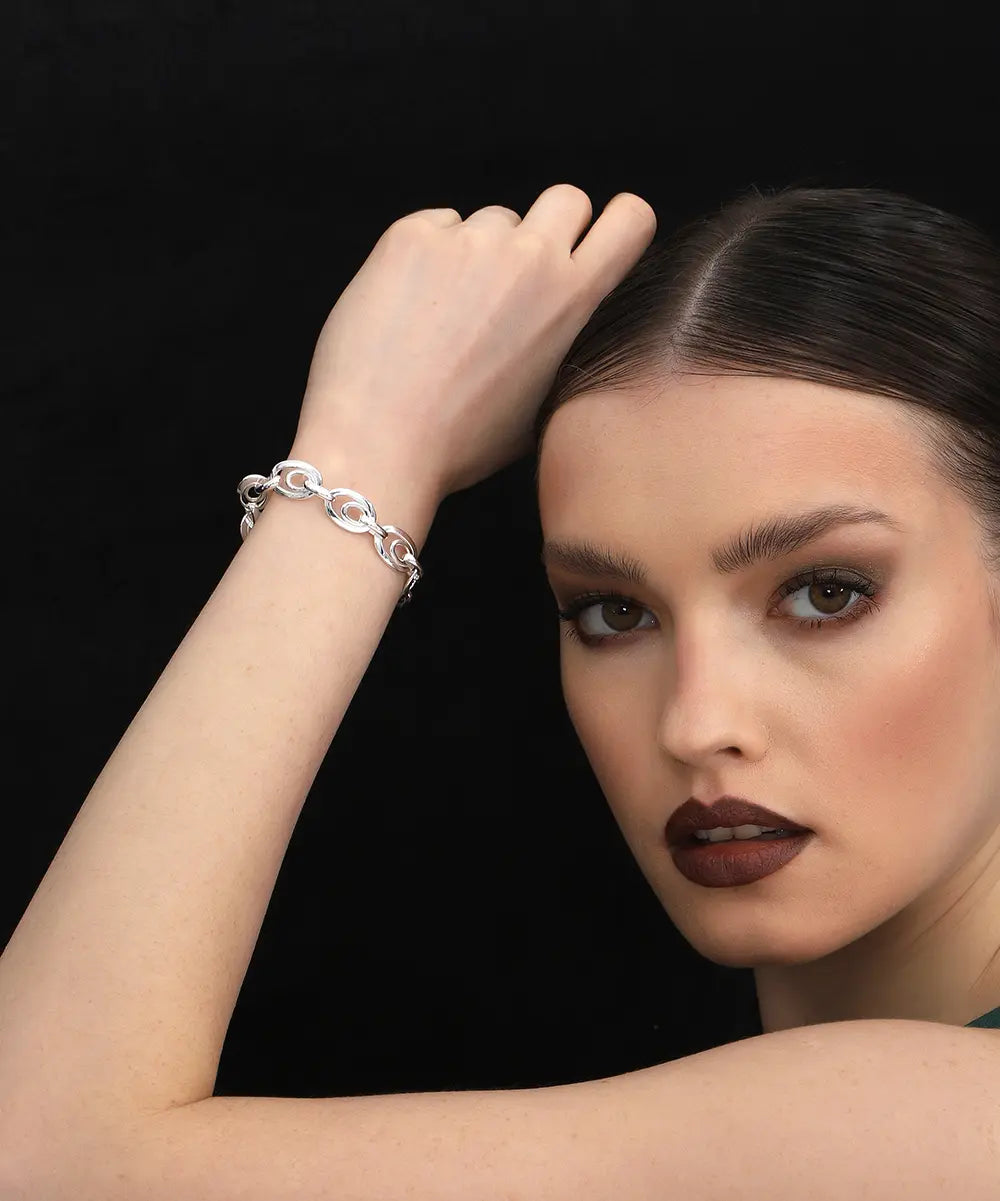 Zincir Motifli Gümüş Bileklik