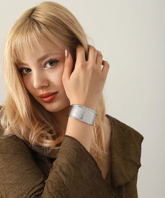 Gümüş Kaplama Kalın Cuff Bileklik