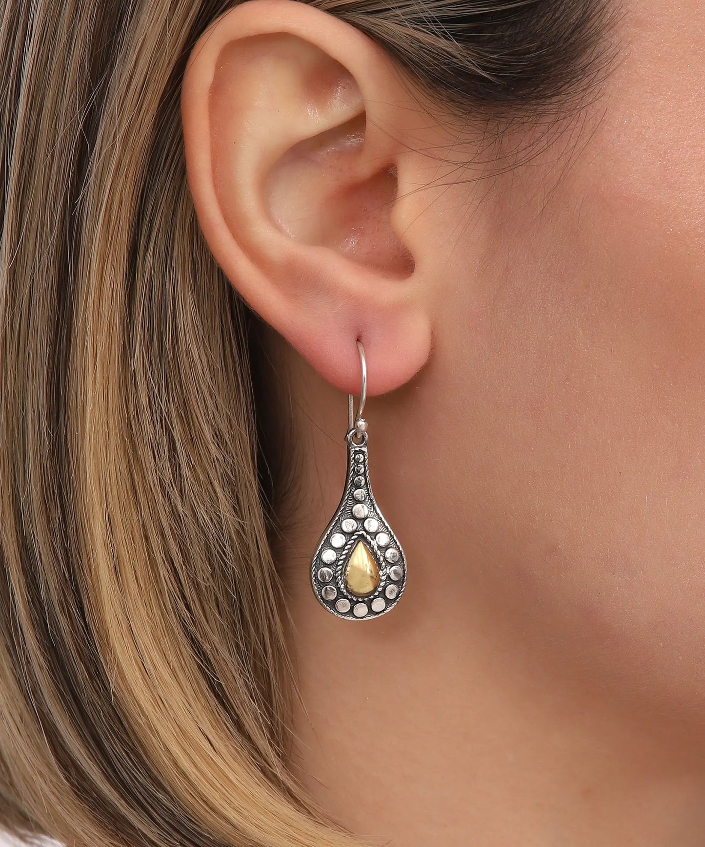 Gümüş Damla Bohem Küpe