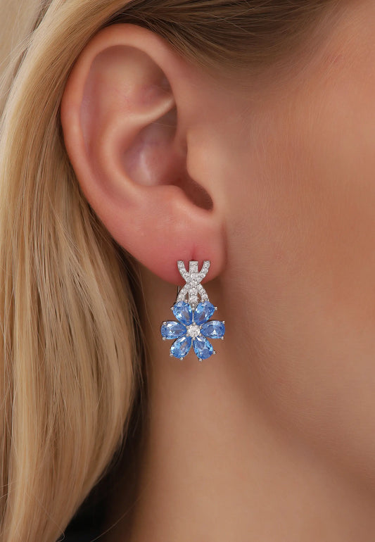 Kadın Mavi Taşlı Gümüş Küpe