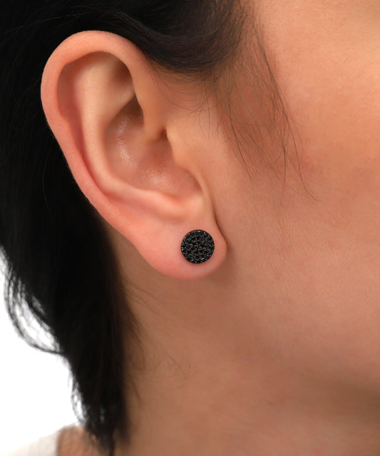 Kadın Siyah Taşlı Minimal Küpe