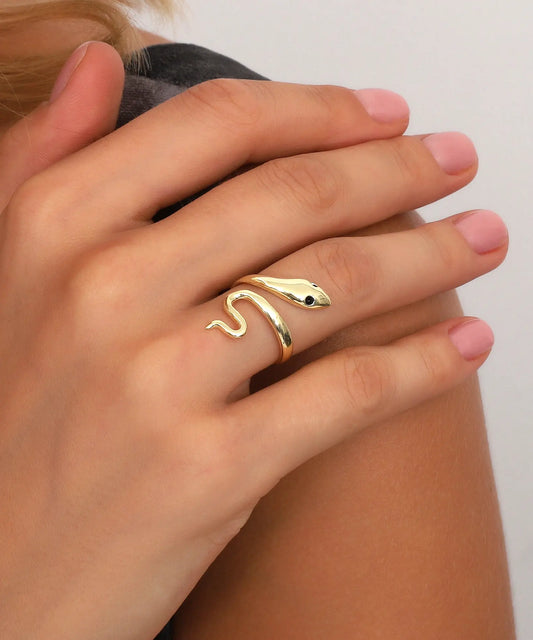 Yılan Altın Kaplama Ayarlanabilir Yüzük