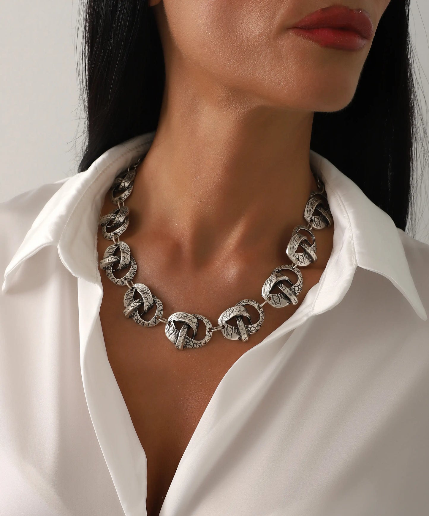 Halka Detaylı Gümüş Kaplama Kolye