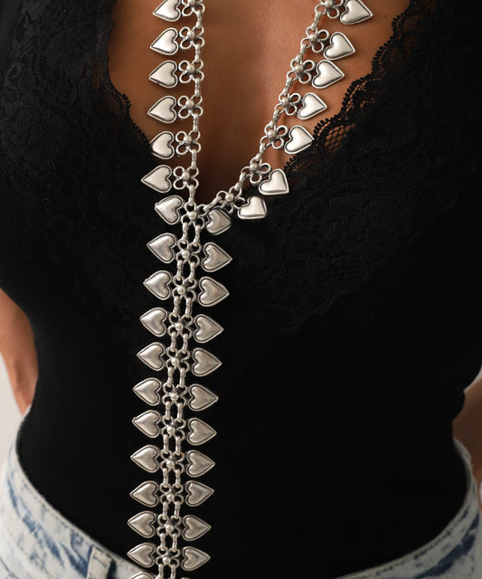 Gümüş Kaplama Uzun Sallantılı Kolye