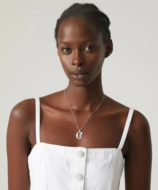 Işıltılı Ay ve Melek Motifli Gümüş Kolye