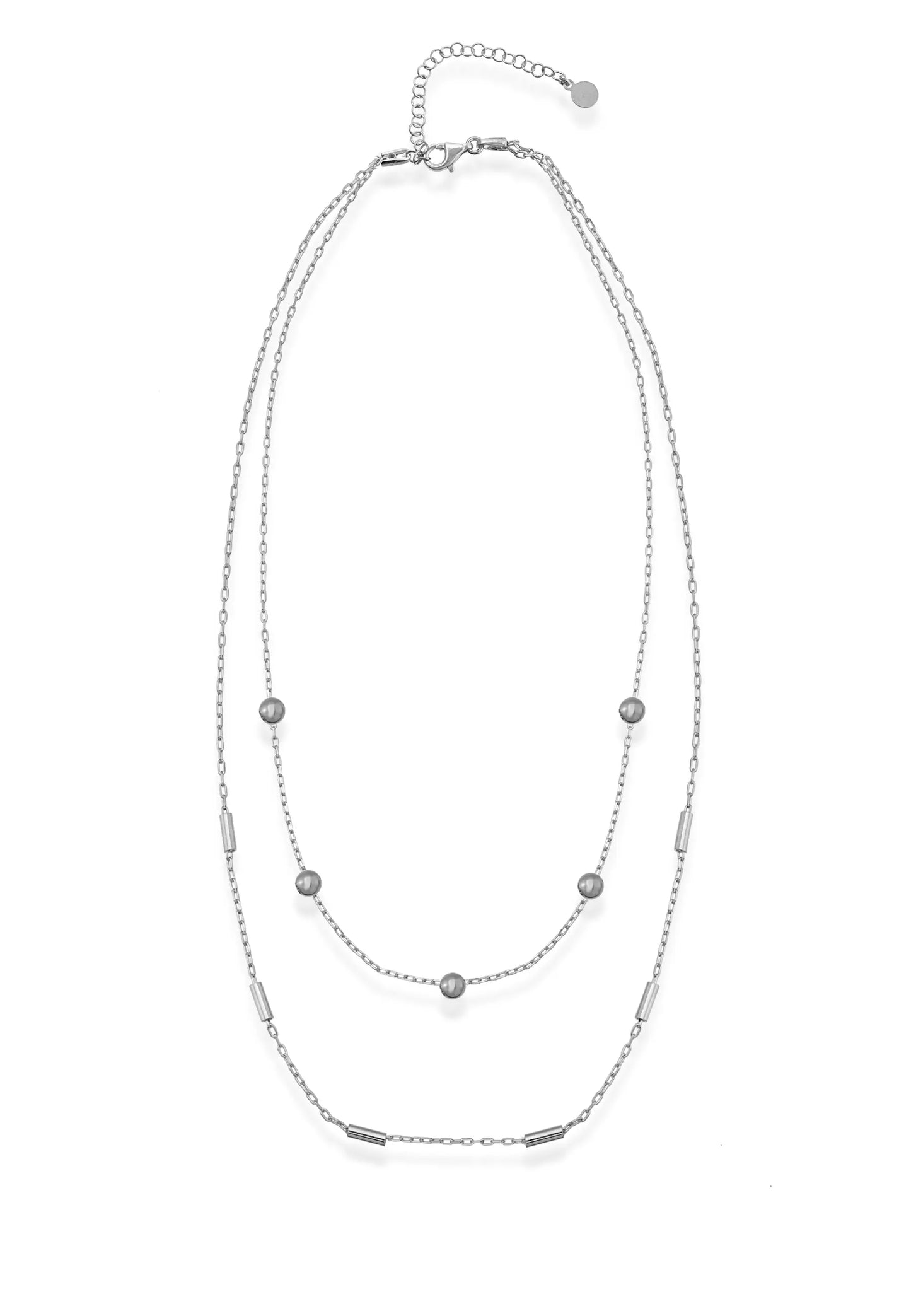 Çift Zincirli Modern Tasarım Gümüş Kolye