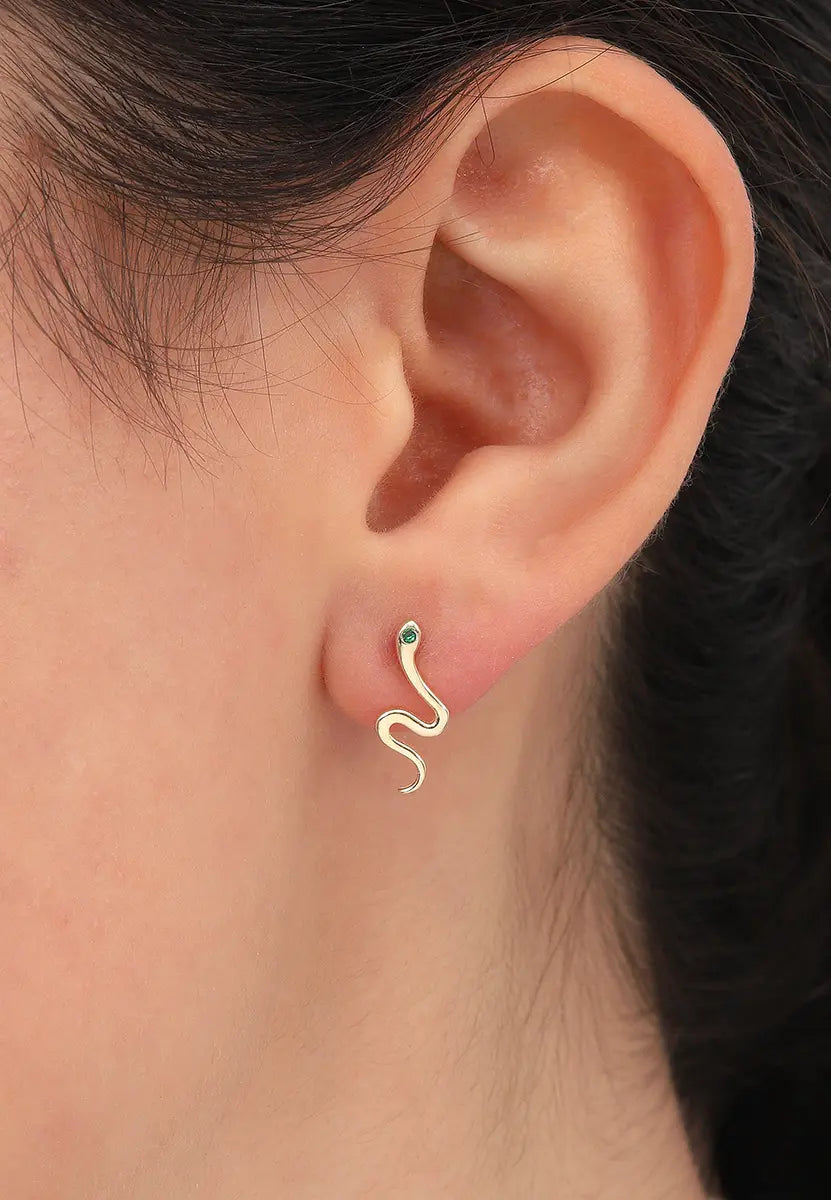 Altın Kaplama Minimal Yılan Küpe