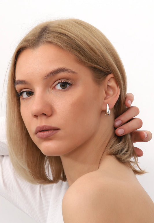 Minimal Damla Gümüş Küpe