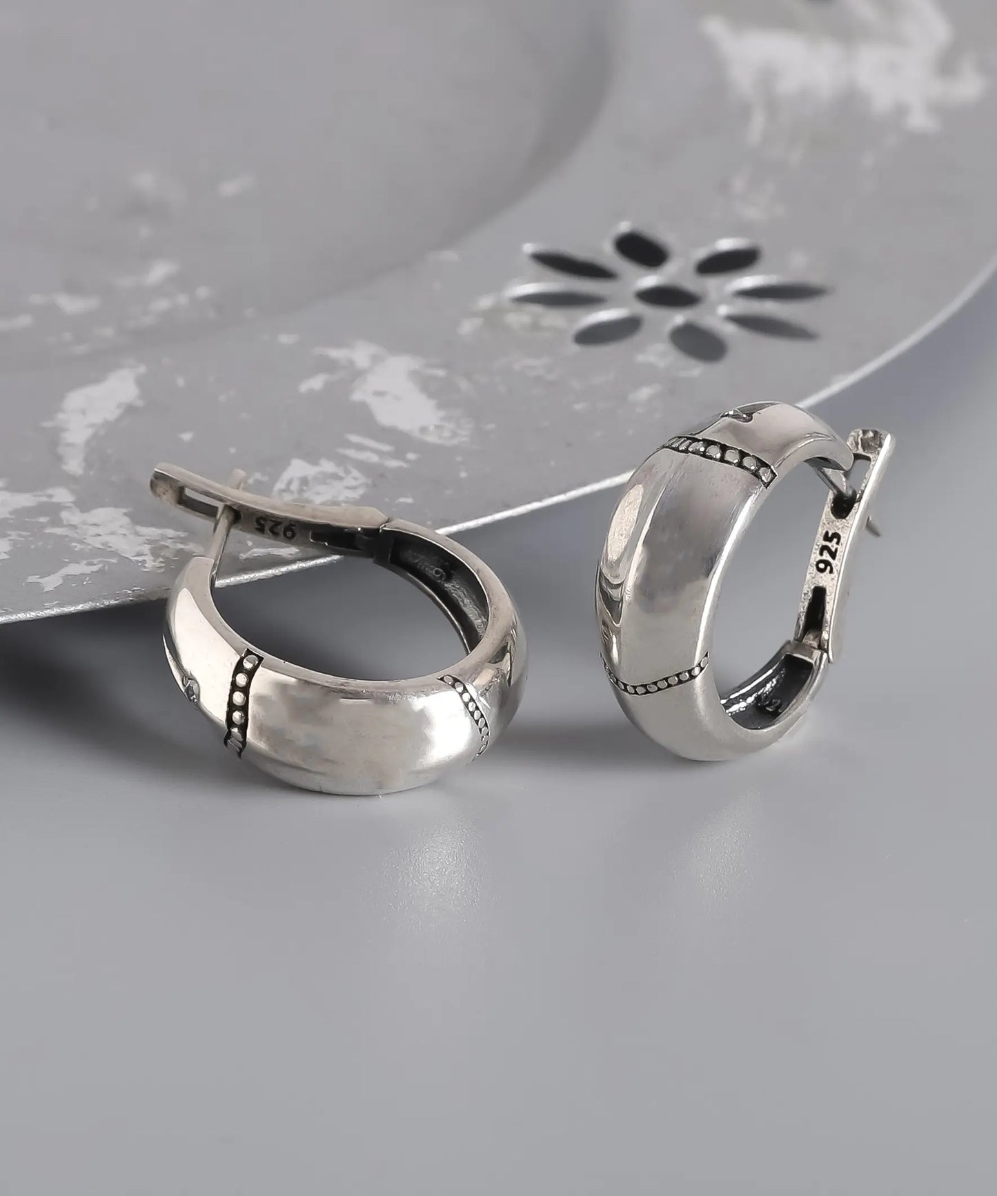 Bohem Tasarım Gümüş Halka Küpe