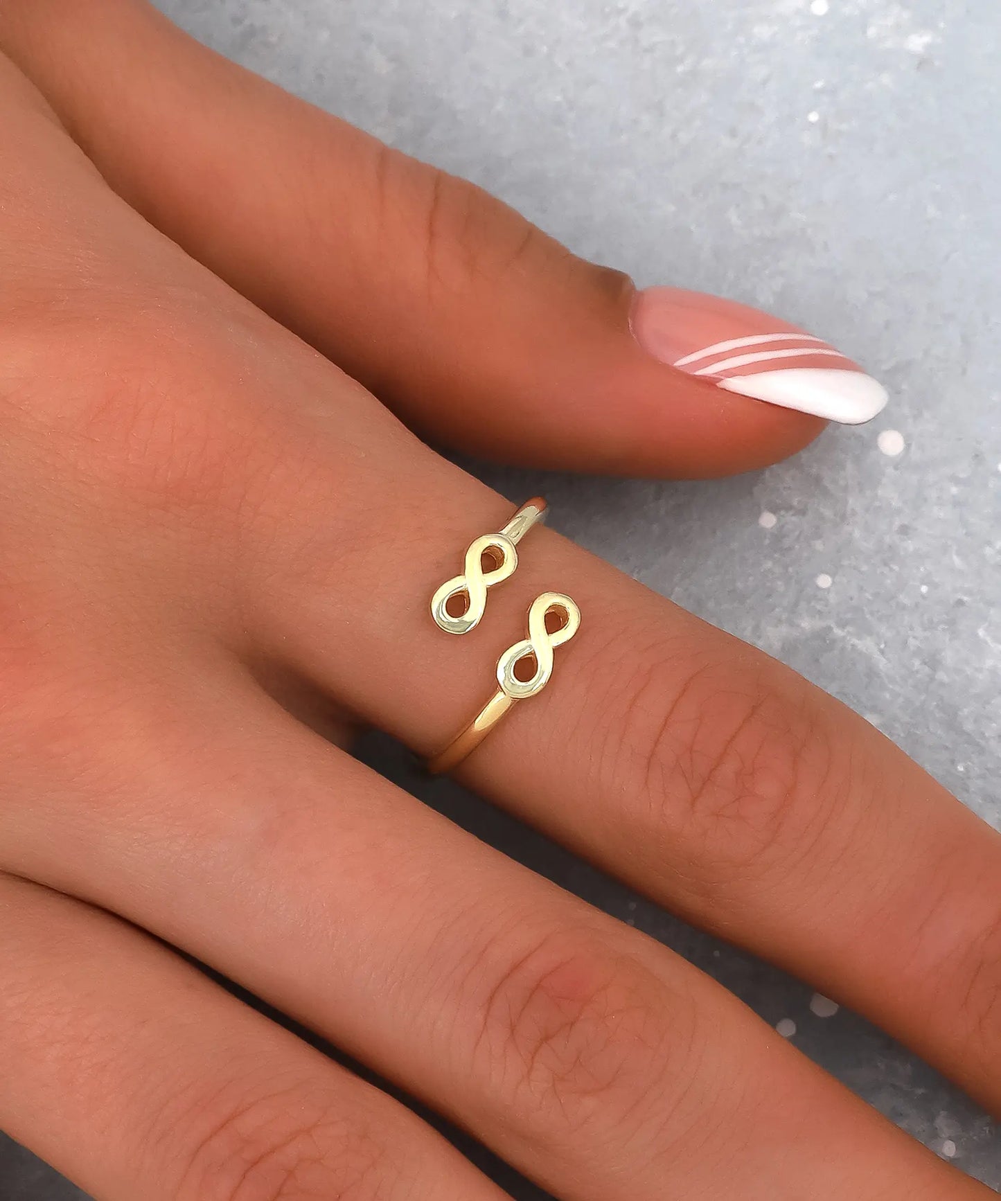 14 Ayar Altın Ton Kadın Sonsuzluk Gümüş Yüzük