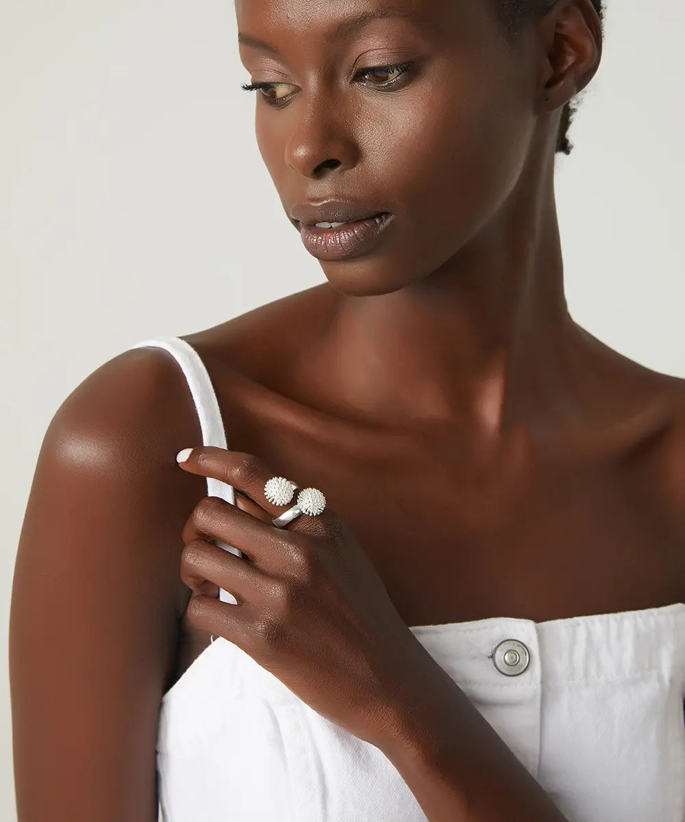 Modern Tasarımlı Gümüş Top Yüzük