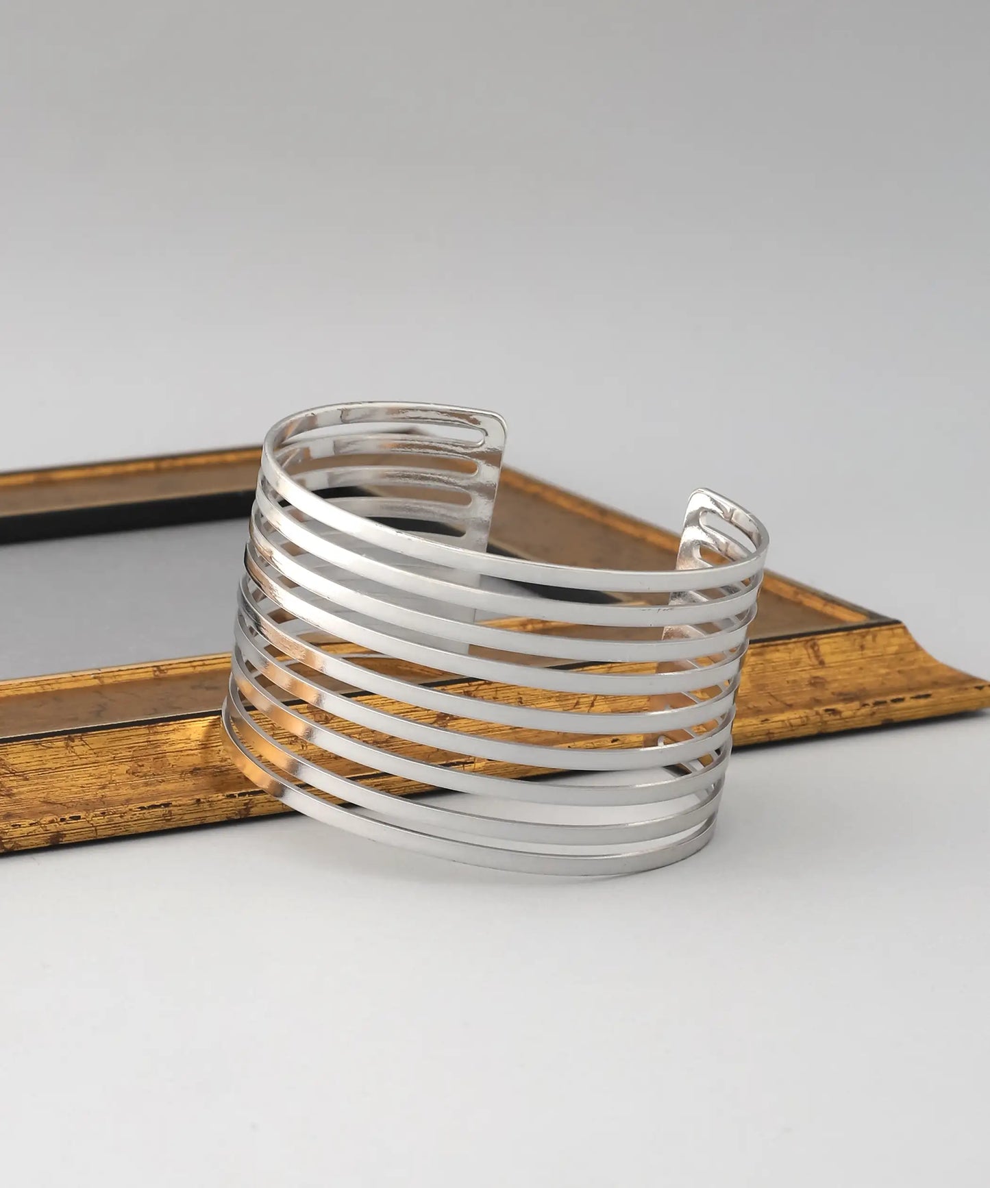 Gümüş Kaplama Modern Cuff Bileklik