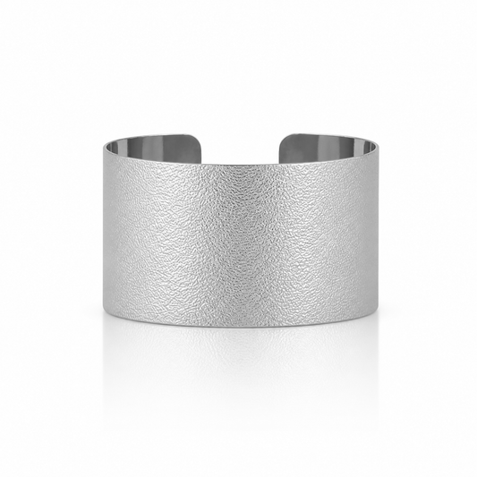 Gümüş Kaplama Dokulu Cuff Bileklik
