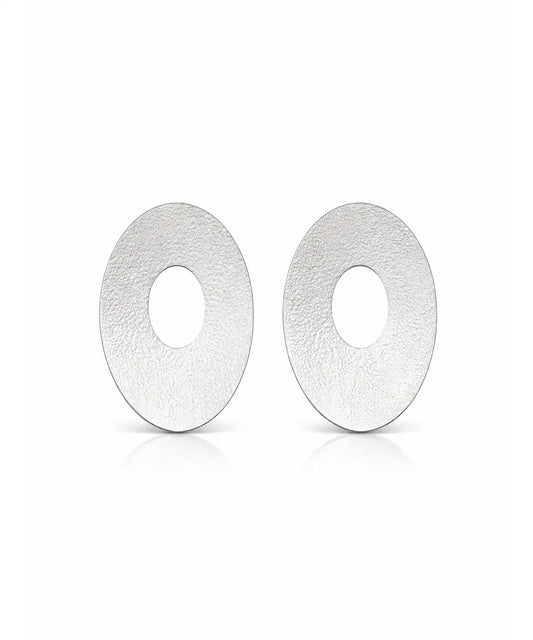 Oval Tasarım Gümüş Kaplama Küpe