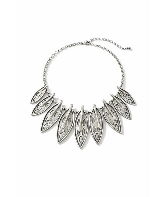 Bohem Yaprak Motifli Gümüş Kaplama Kolye