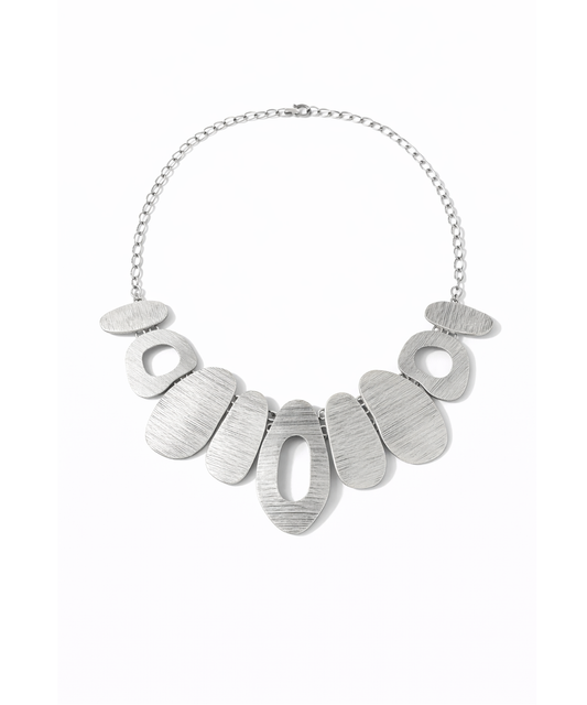 Modern Sanatsal Detaylı Gümüş Kaplama Kolye