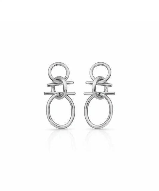 Geometrik Halka Gümüş Kaplama Küpe