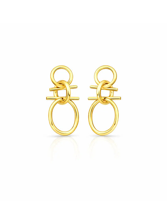 Halka Detaylı Altın Kaplama Modern Küpe