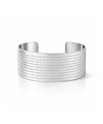 Gümüş Kaplama Motifli Cuff Bileklik