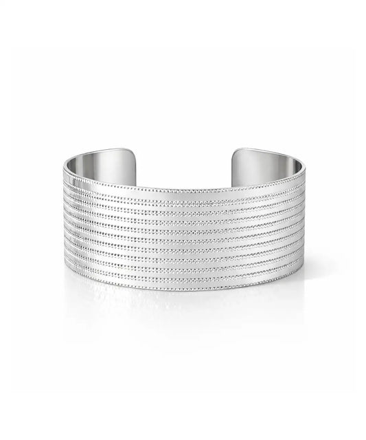 Gümüş Kaplama Motifli Cuff Bileklik