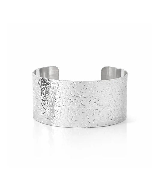 Gümüş Kaplama Motifli Cuff Bileklik