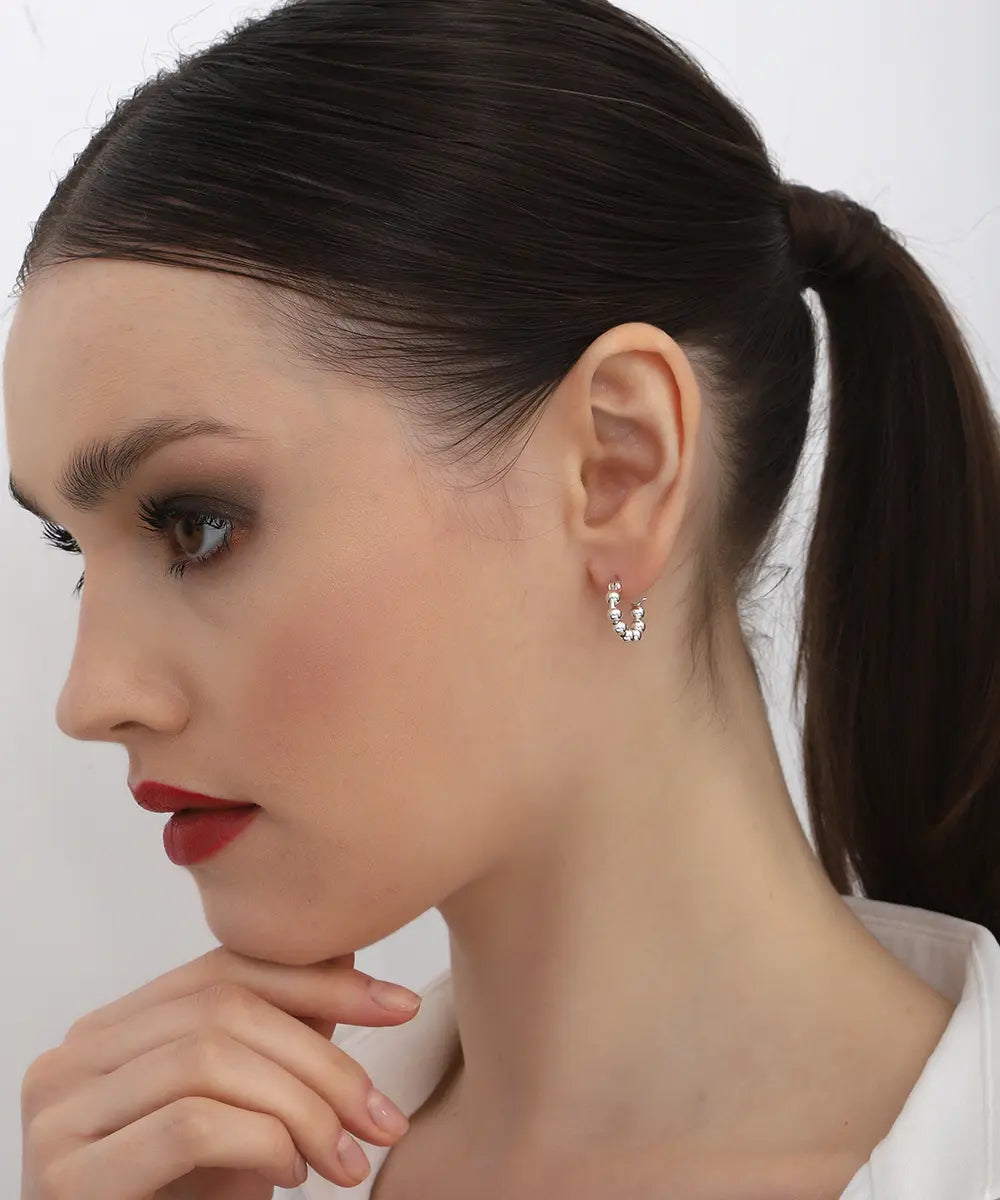 Gümüş Halka Top Küpe