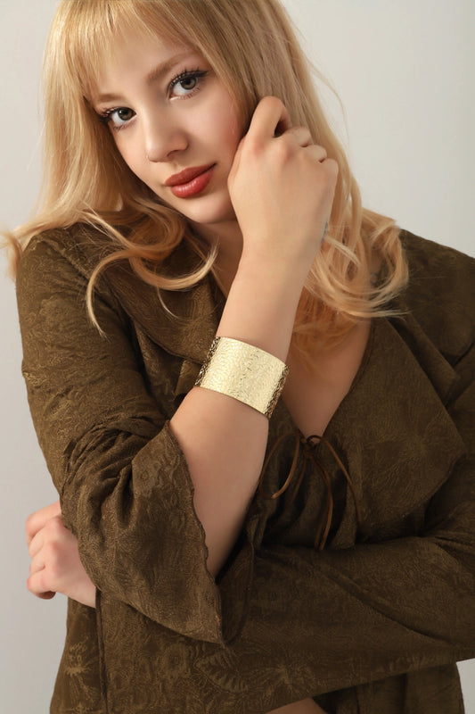 Altın Kaplama Kalın Cuff Bileklik