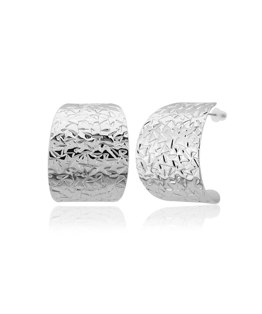 Dokulu Gümüş Kaplama Halka Küpe