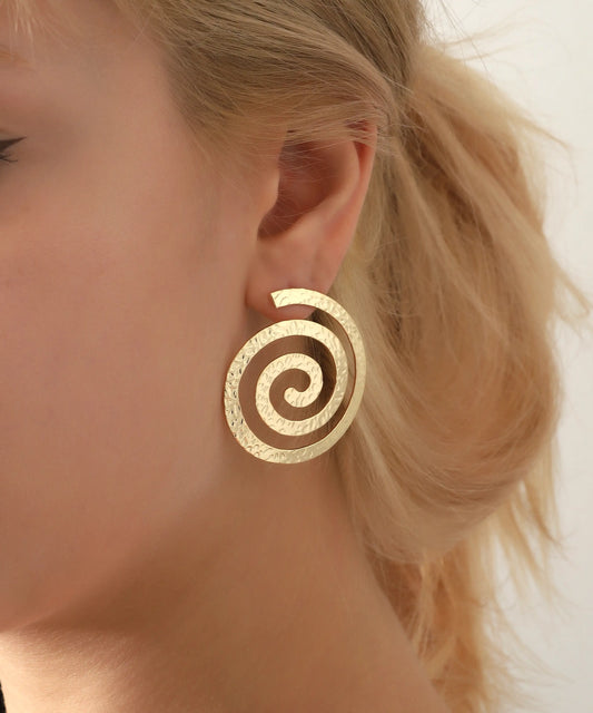 Modern Tasarım Spirel Altın Kaplama Küpe