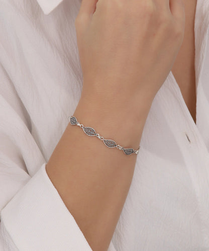 Bohem Yaprak Motifli Gümüş Bileklik