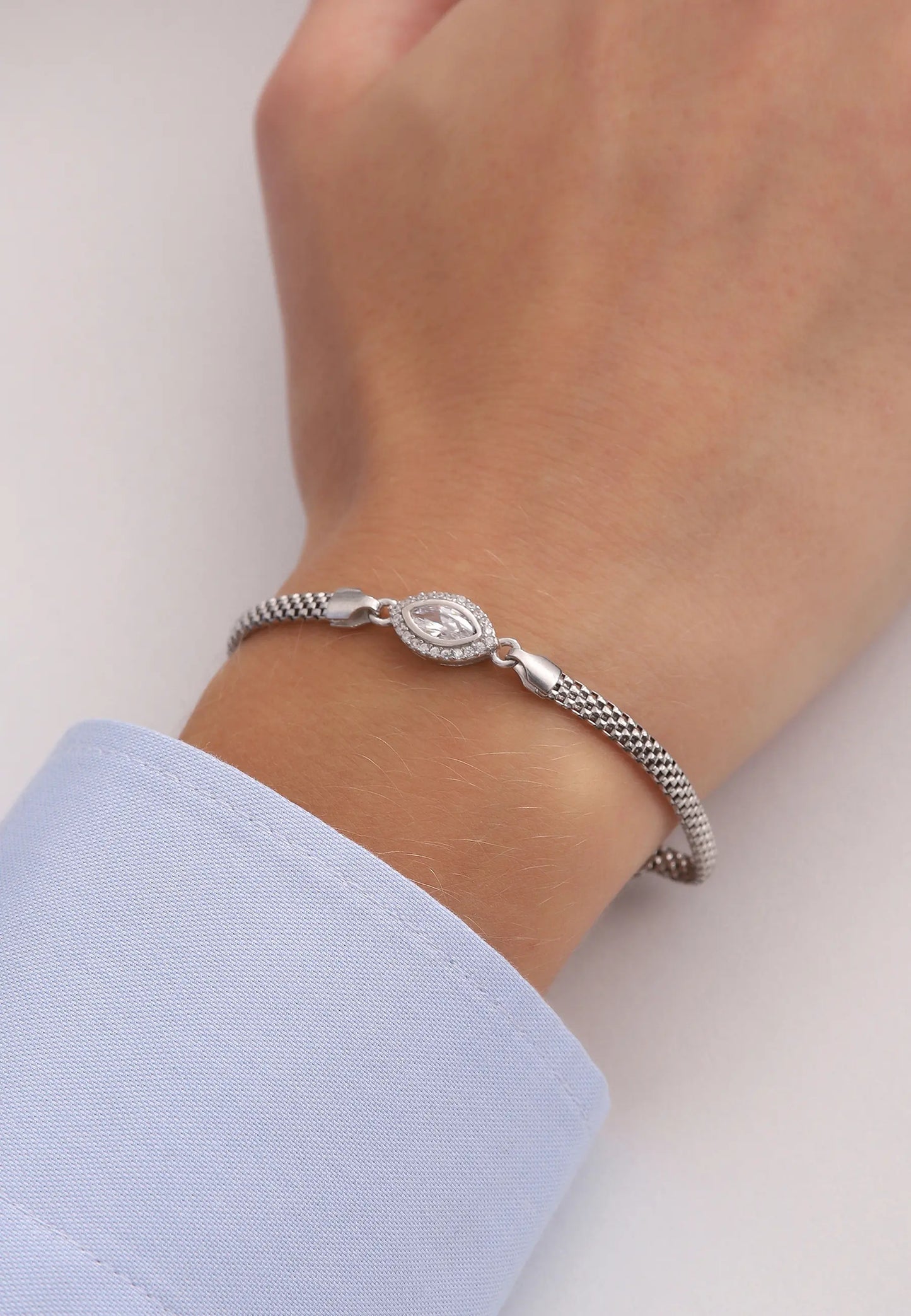 Minimal Taş detaylı Gümüş Bileklik