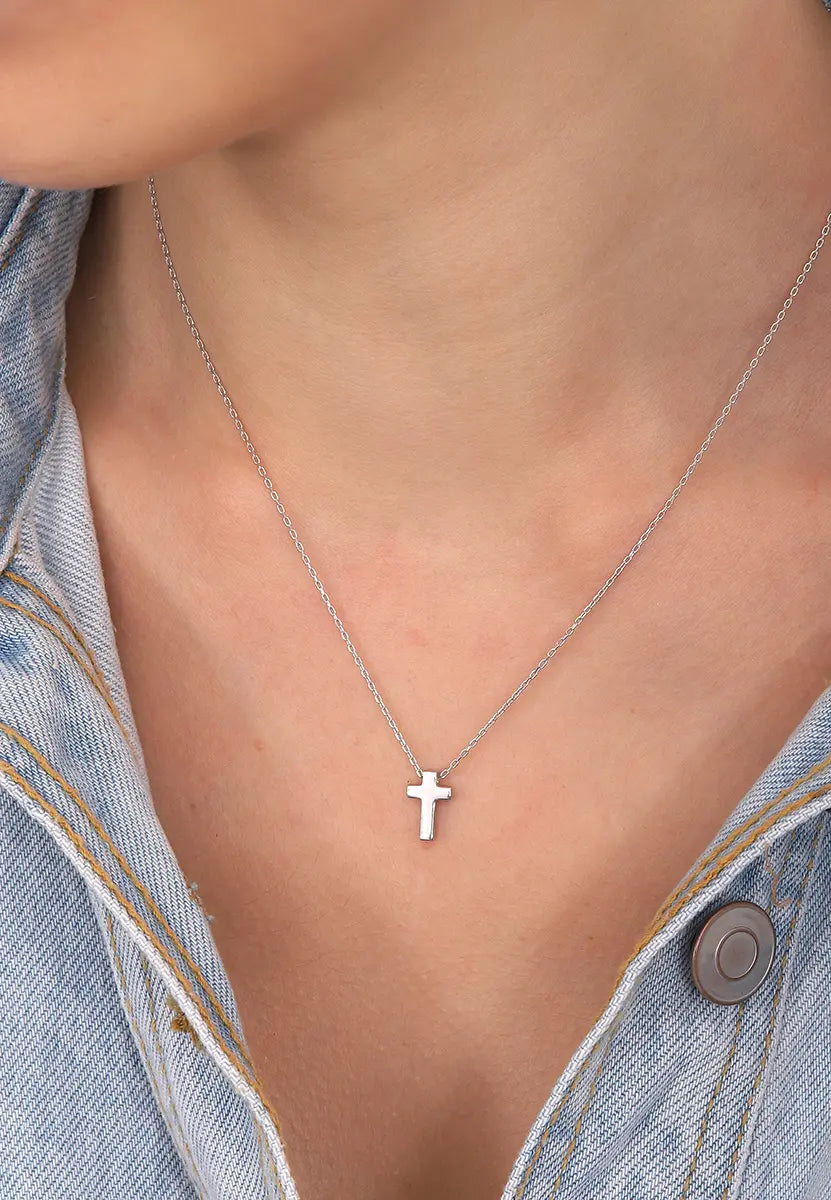 Gümüş Minimal Haç Kolye