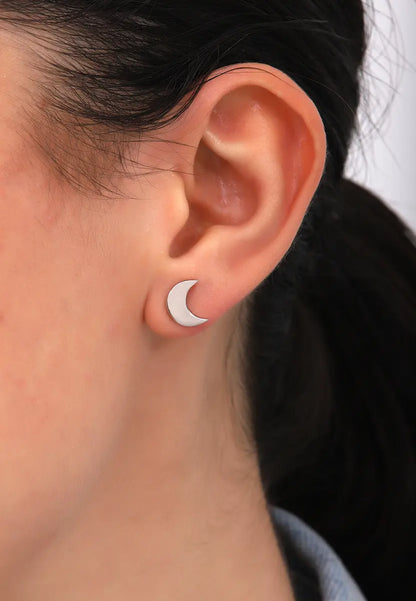 Minimal Hilal Gümüş Küpe