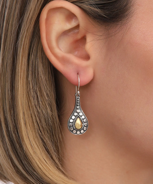 Gümüş Damla Bohem Küpe