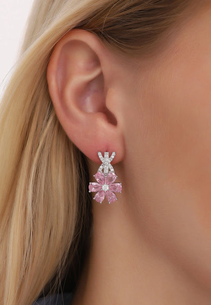 Kadın Pembe Taşlı Gümüş Küpe