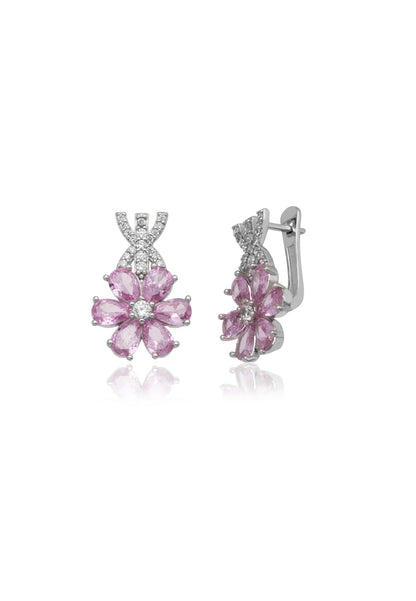 Kadın Pembe Taşlı Gümüş Küpe