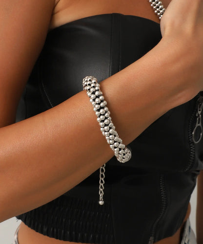 Gümüş Kaplama Örgü Boncuk Bileklik