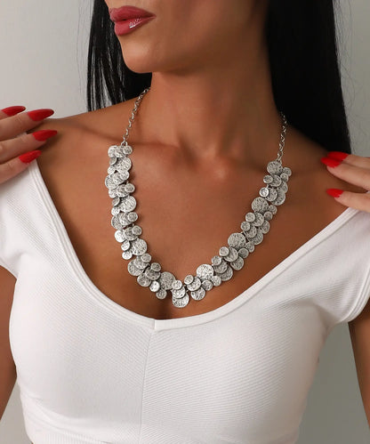 Minimal Yuvarlak Motifli Gümüş Kaplama Kolye