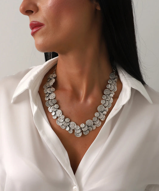 Minimal Yuvarlak Motifli Gümüş Kaplama Kolye