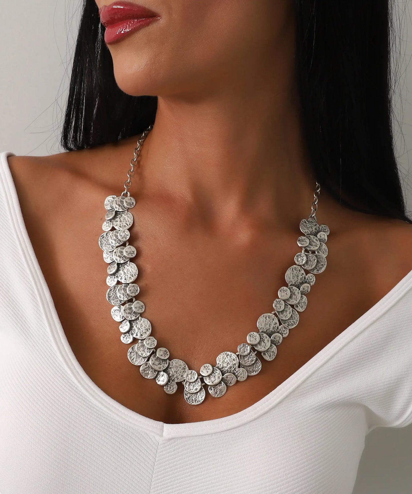 Minimal Yuvarlak Motifli Gümüş Kaplama Kolye