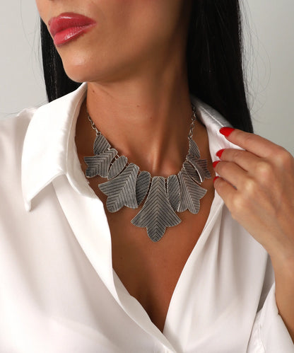 Modern Tarz Dokulu Gümüş Kaplama Kolye