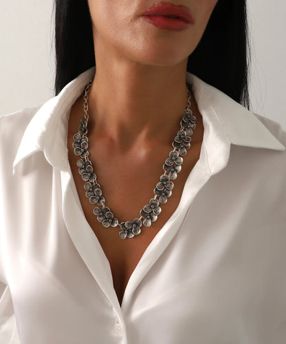 Antik Çiçek Motifli Gümüş Kaplama Kolyе