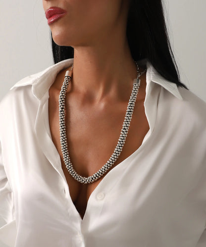 Top Zincir Model Gümüş Kaplama Kolye