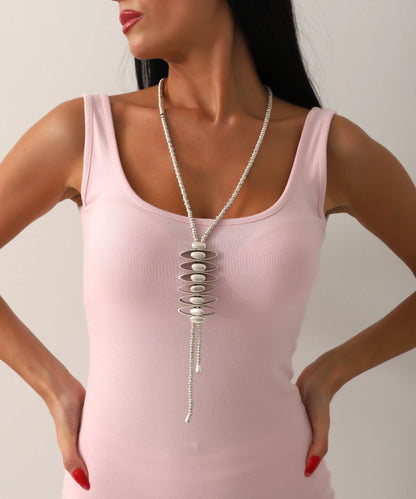 Zarif Uzun Tasarım Gümüş Kaplama Kolye