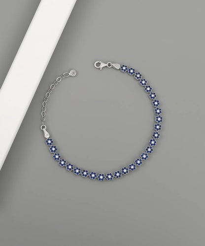 Taş Detaylı Gümüş Çiçek Bileklik