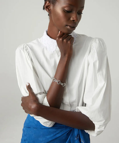 Kalp Motifli Zincir Tasarım Gümüş Bileklik