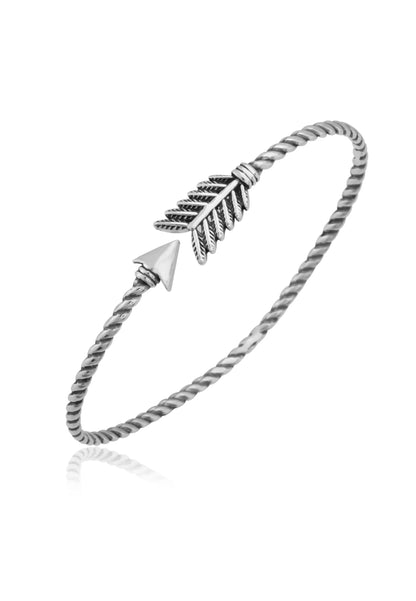 Ok Motifli Burgulu Gümüş Bileklik