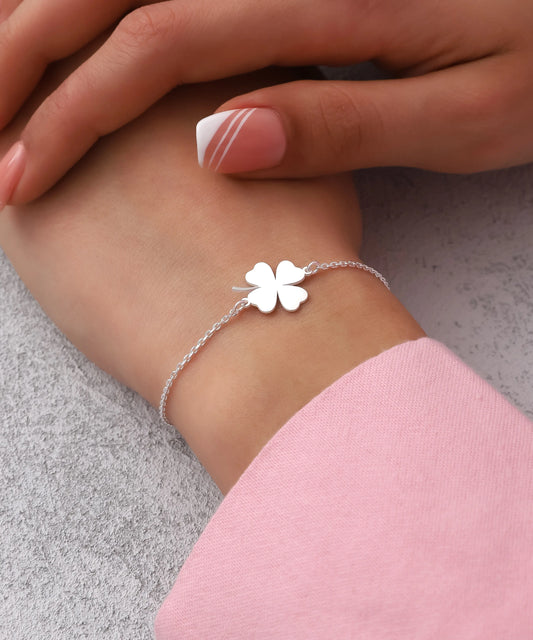 Minimal Yonca Gümüş Bileklik