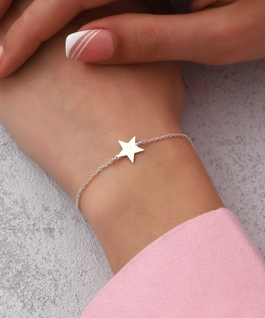Minimal Yıldız Gümüş Bileklik