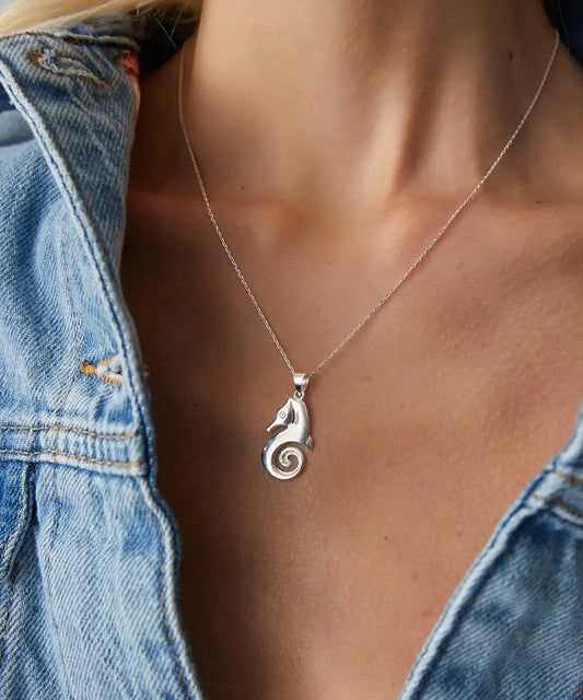 Minimal Denizatı Tasarım Gümüş Kolye